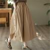 Johnature Women Vintage Loose Spring Wide Leg Pants Elastic Waist Cotton Belt Pockets Trouser Casual Pants