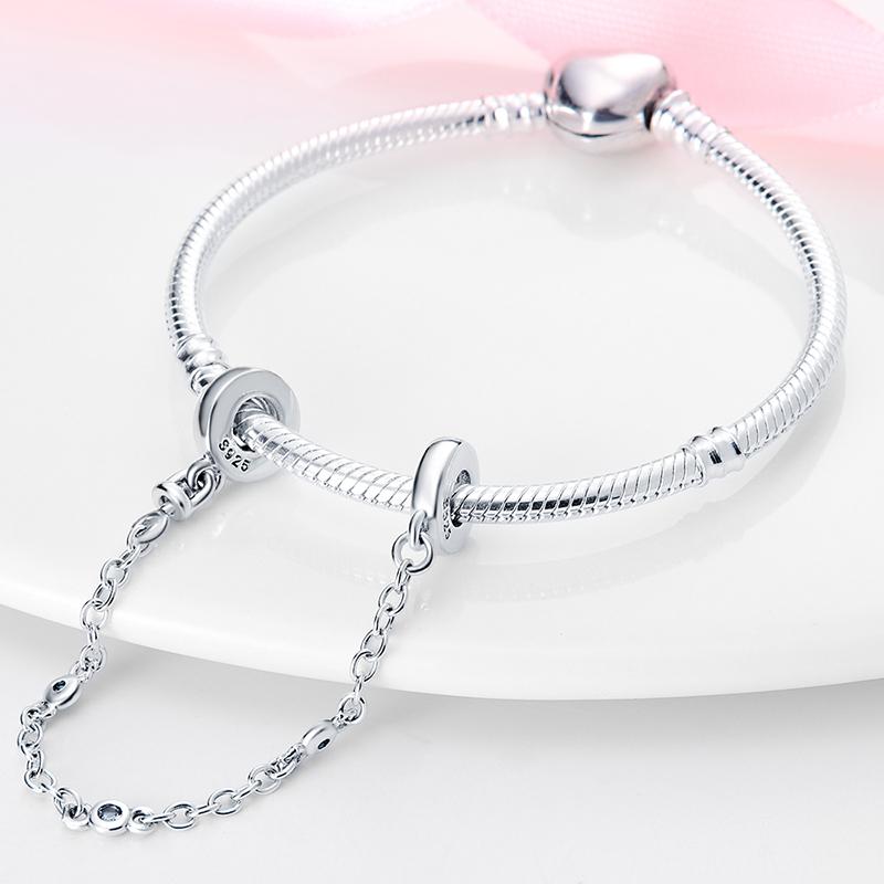 Chaîne de sécurité Argent Sterling 925 Nouveau 100% Argent Sterling 925 Floral Chaîne de sécurité avec fermeture éclair pour femmes originales