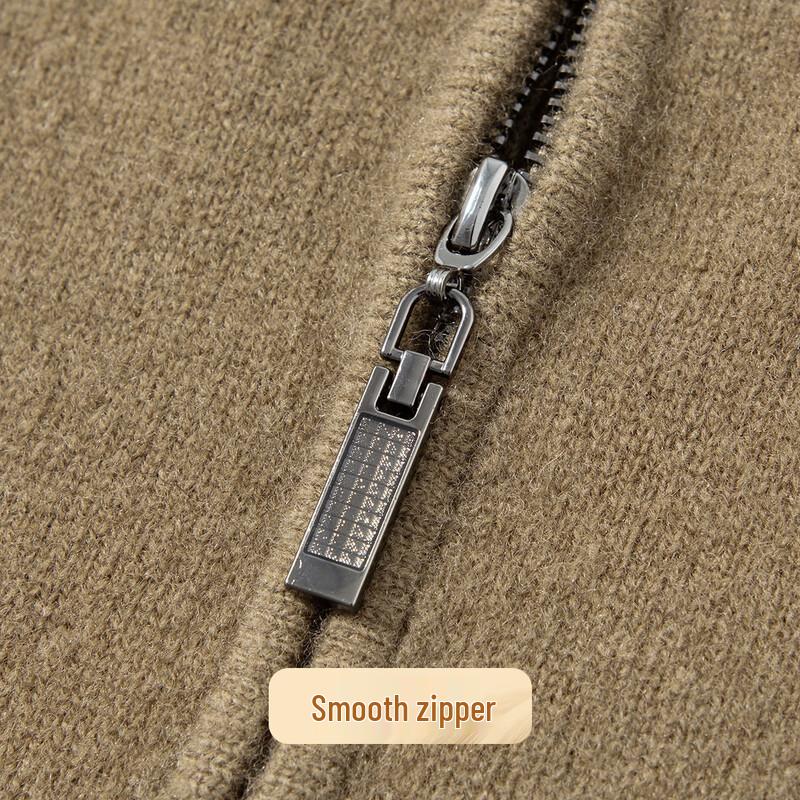 Men's Premium 400G 100% Sheep Wool Half-Zip Stand Collar Knit Sweater