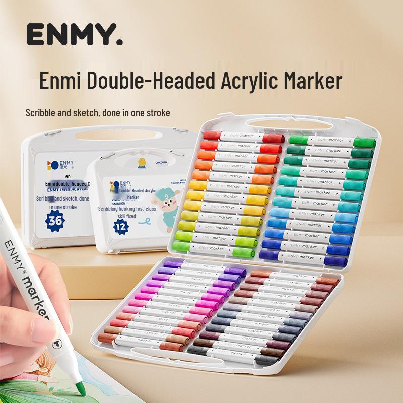 Enmi Double-Headed Washable Acrylic Marker for Students - Soft & Hard Tips