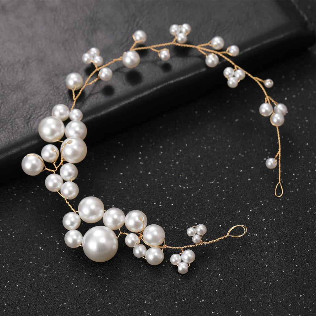 Pearls Headbands for Women Girls Bride Wedding Hairbands White Flower Tiaras and Crowns Korean Fashion Headdress Hair Jewelry