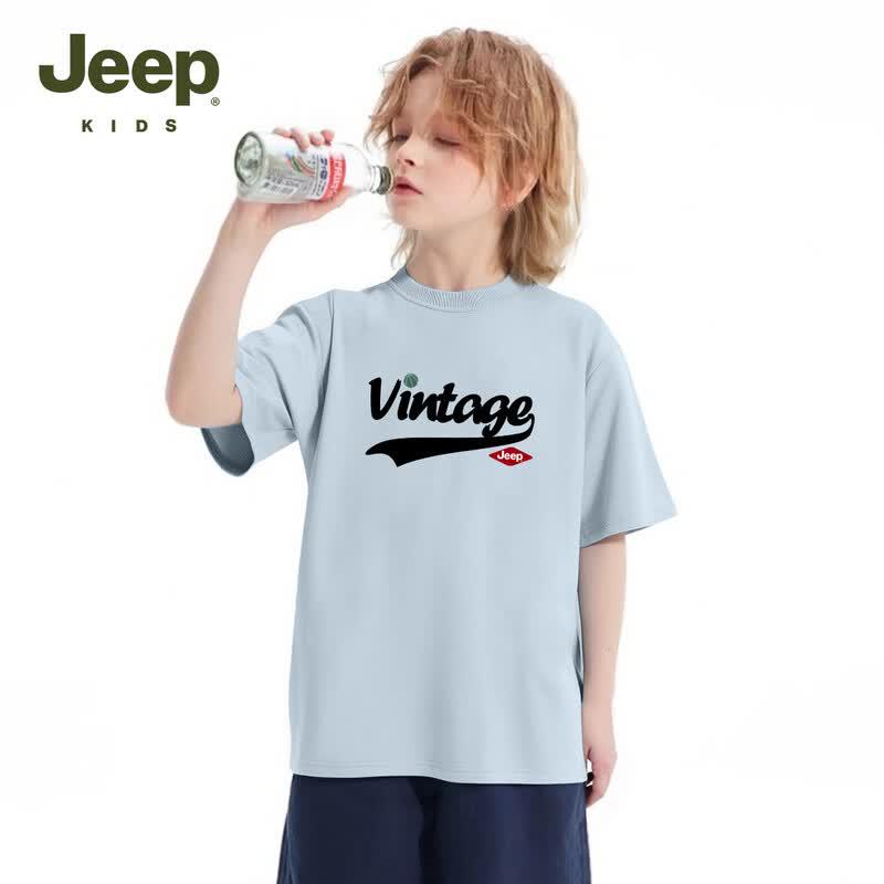 JEEP Kids' Pure Cotton Breathable Short-Sleeve T-Shirt