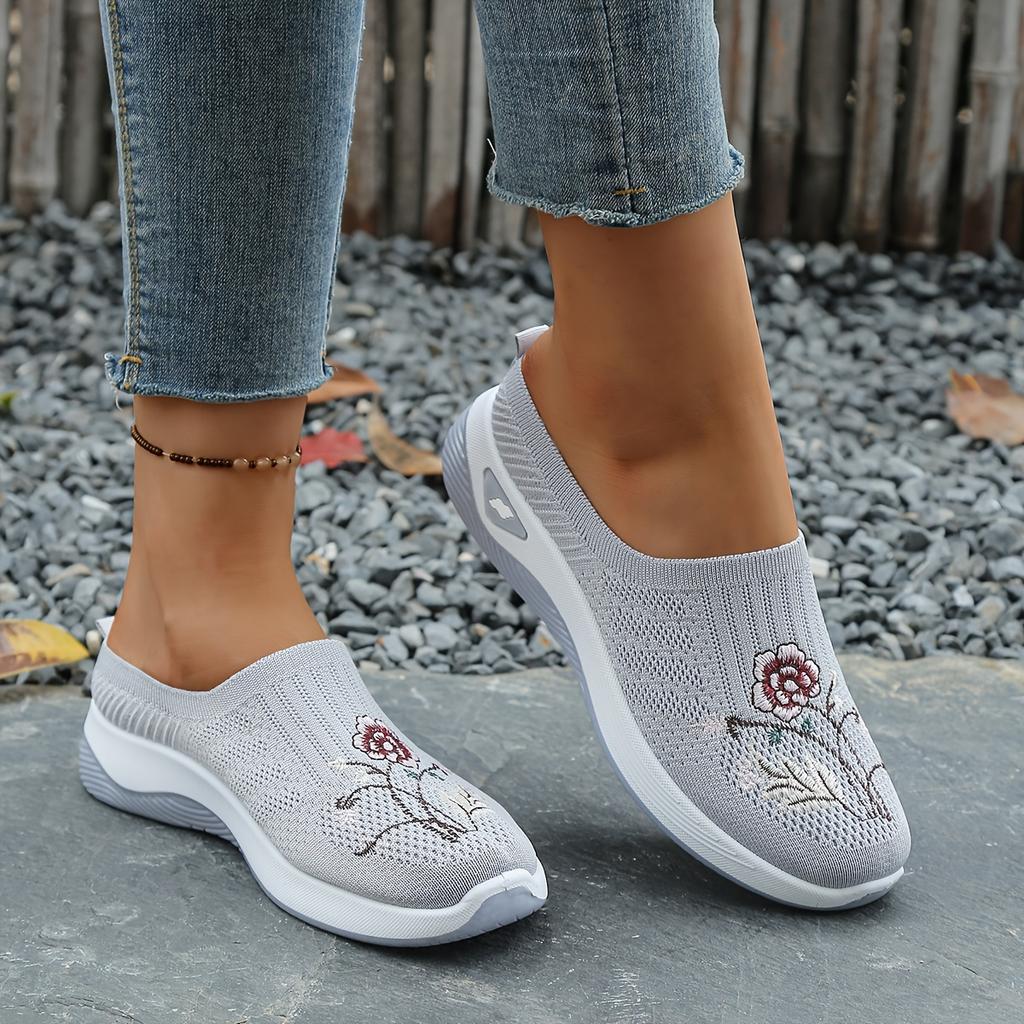Easy Slip-On Lazy Slides Chinese Style Mesh Upper Shoes Spring Summer Outdoor Home Casual, Women Shoes(The Sizing Runs Big)