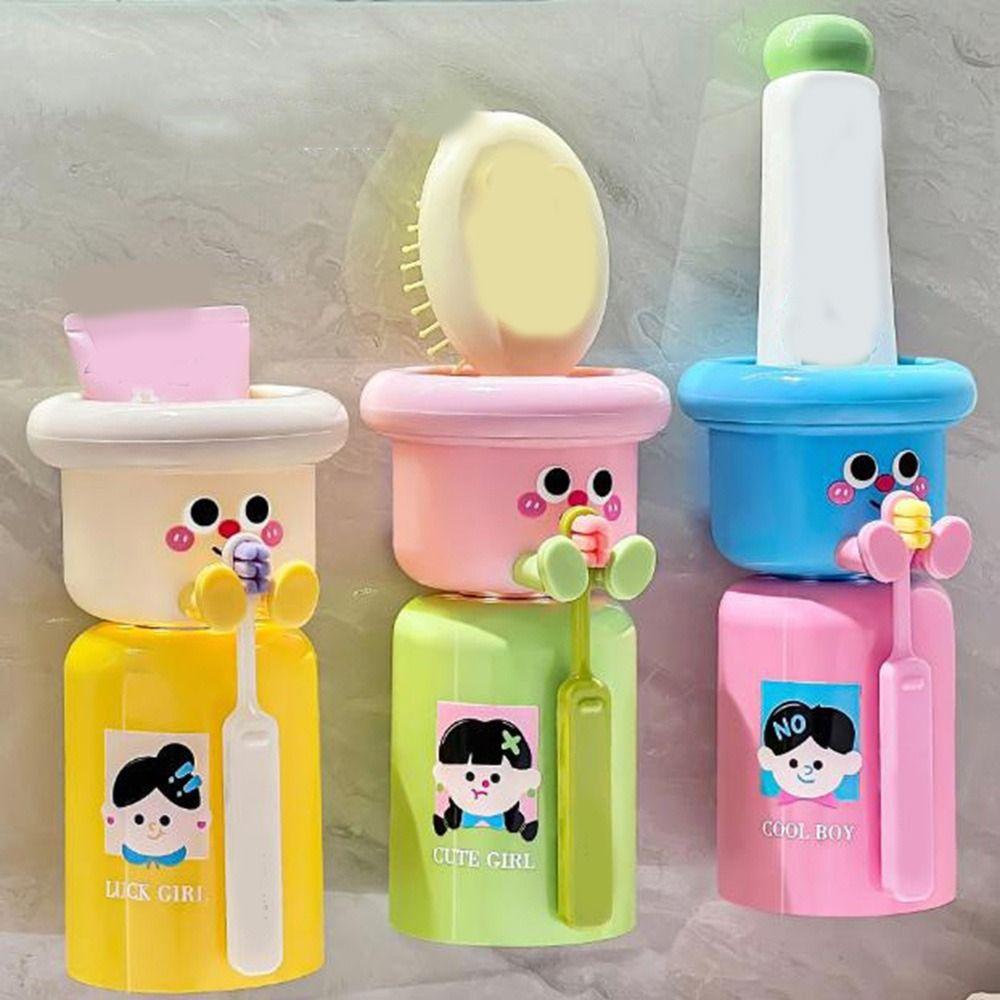 Dopamine Magnetic Toothbrush Cup Holder Punch Free Children's Toothbrush Cup Set  Bathroom
