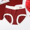 Women's Mid-Waist Red Modal Briefs with Antibacterial Crotch, Ideal for New Year Luck and Weddings