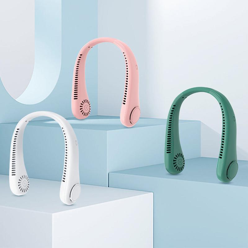 Portable Neck Fan 3 Speeds Mode Adjustable Stretchable Neck Fan Blow Air For Cooling Hand Free 4000mAh Rechargeable