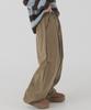 PIANER Corduroy Bonded Wide Parachute Pants (Brown)