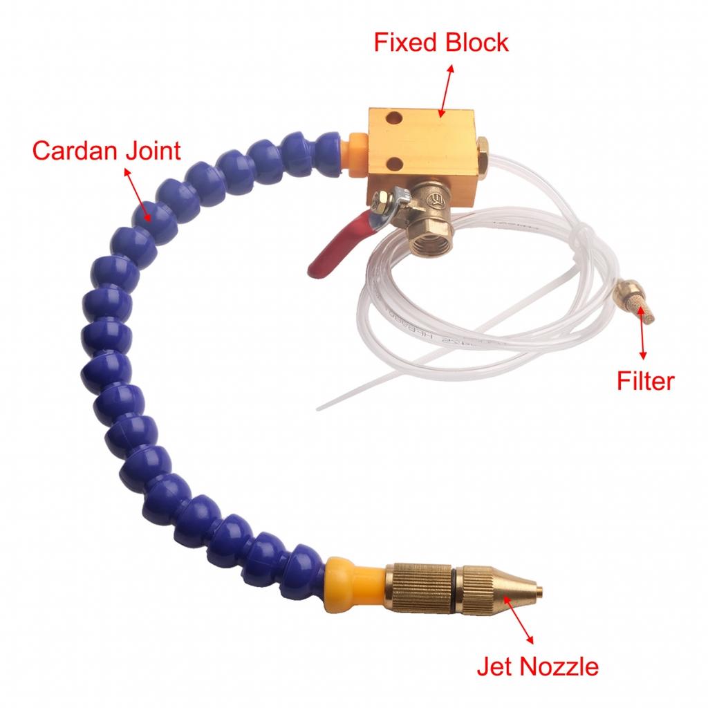 Mist Coolant Injection System 125cm Air Hose 375mm Length 8mm Air Duct Interface