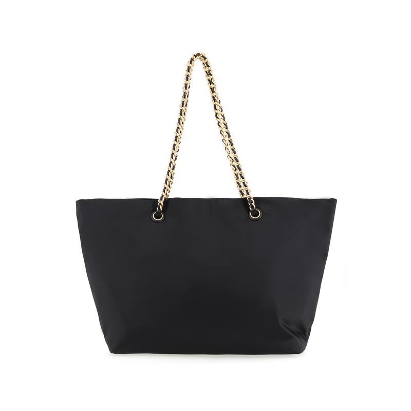 TORY BURCH Tangli Baiqi Logo Tote Bag Tote Bag Shopping Bag Fabric and Artificial Leather Portable Shoulder Bag Medium Women's Black 152313-001