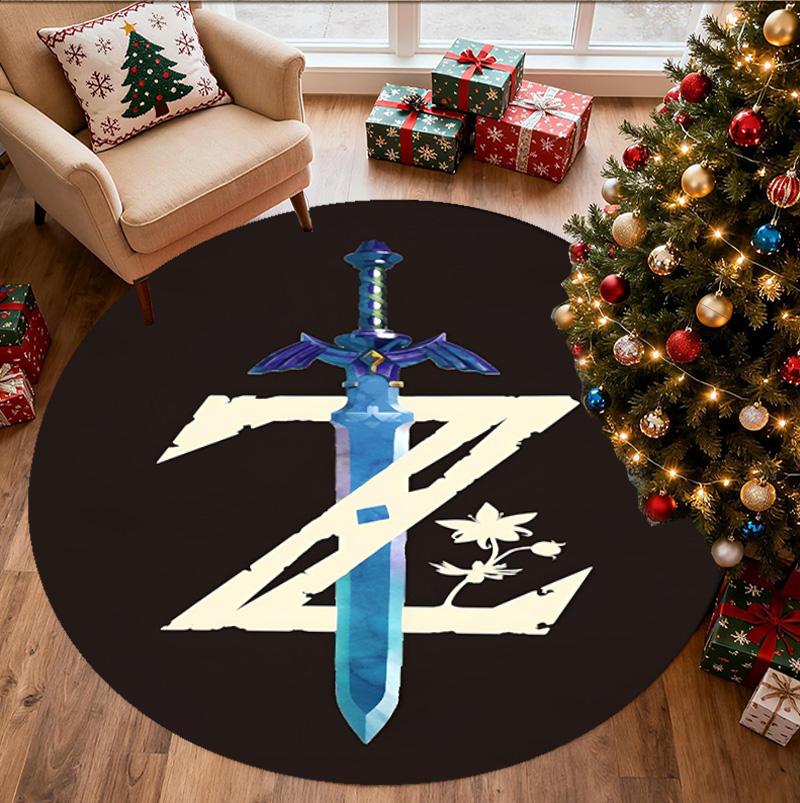 The Legend of Zelda Pattern Round Rug, Indoor/Outdoor Mat, for Picnic, Gameroom, Bedroom, Office, Living Room, Home Decor Carpet, Birthday Gift