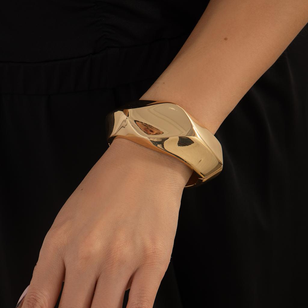 Ingemark Exaggerated Punk Heavy Metal Spring Bangles for Women Vintage Gold Color Arm Braceles Grunge Jewelry Steampunk Men New