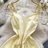 Französisches Retro-Halterkleid für Damen Sommer-Schlankheits- und Blütenknospen-Puffkleid