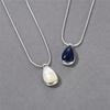 Premium Metal Copper-Plated Platinum Fashion Simple Lapis Lazuli White Shell Pendant Sweater Chain Temperament Versatile Necklace