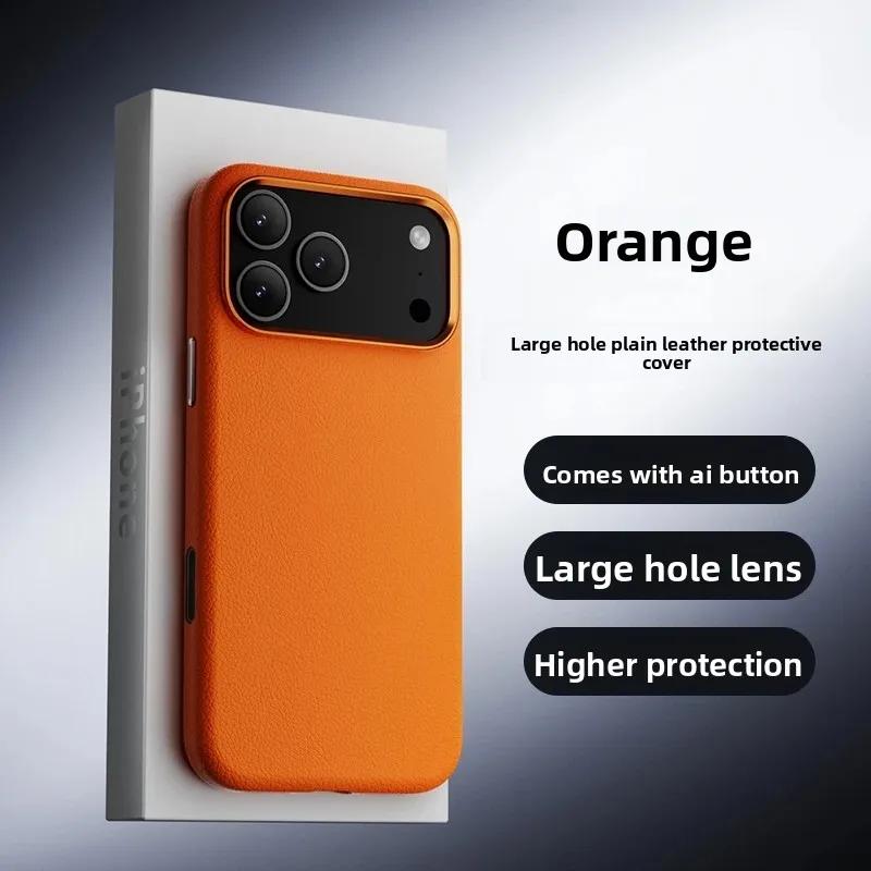 High-end Premium Genuine Leather Magnetic Charging Case For IPhone 17 Pro Max 17Air AI Smart Control Camera Button Protect Cover