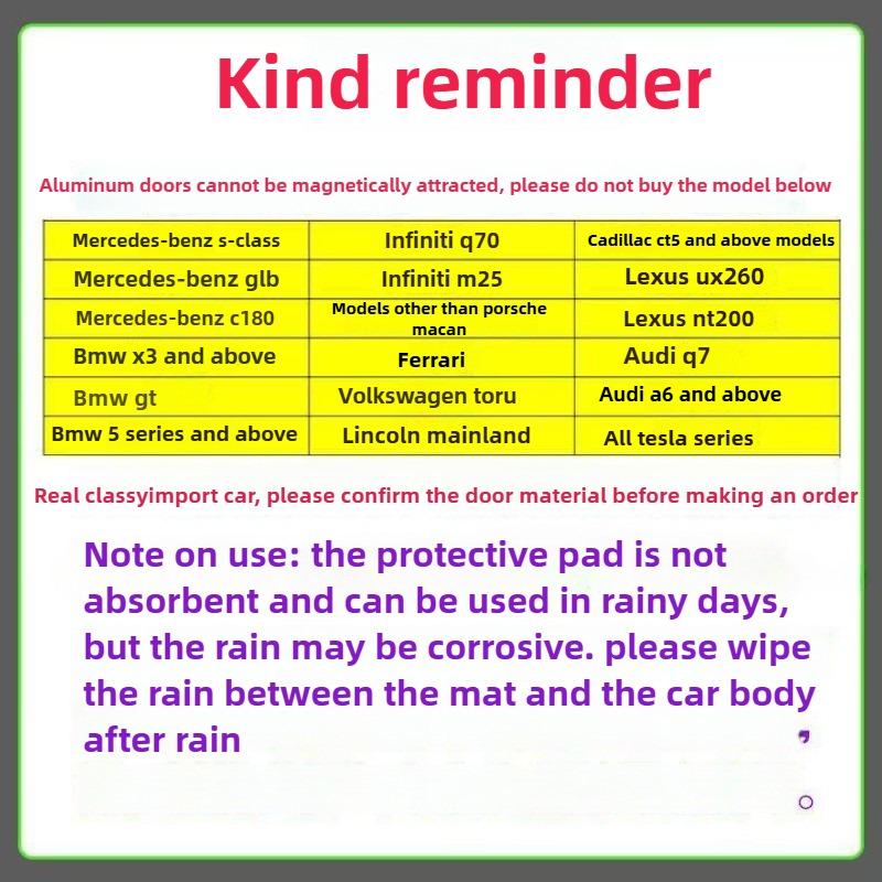 Black Car Door Protector Adhesive-Free/Magnetic Body Side Edge Guard Decorative Anti-scratch Protection Pad Stickers Multi Size