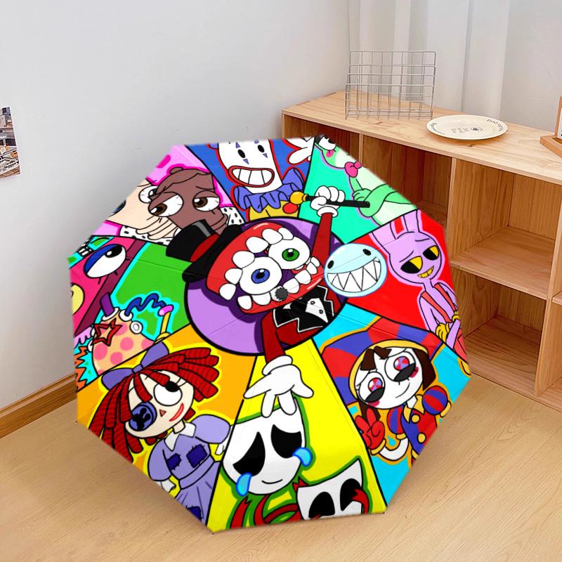Pomni Halloween Characters Automatic Umbrella - Suitable Travel Outdoor Portable Umbrella Birthday Gift Daily Essentials