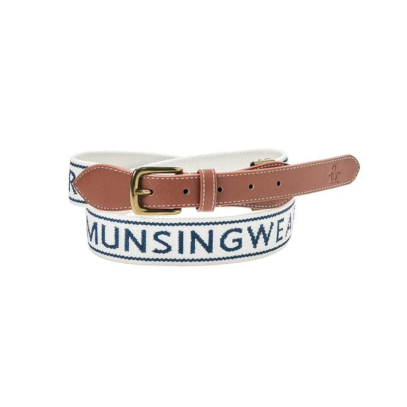 

[Munsingwear] belt Maximum 105cm logo jacquard pattern ivy belt stretch sporty golf MG4FBL01M men s WH00 (white) FREE