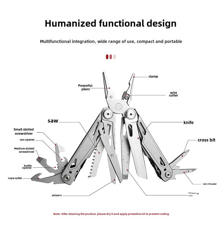 Venkovní skládací multifunkční nástroj 28 v 1: Celoocelové kleště pro kempování a EDC