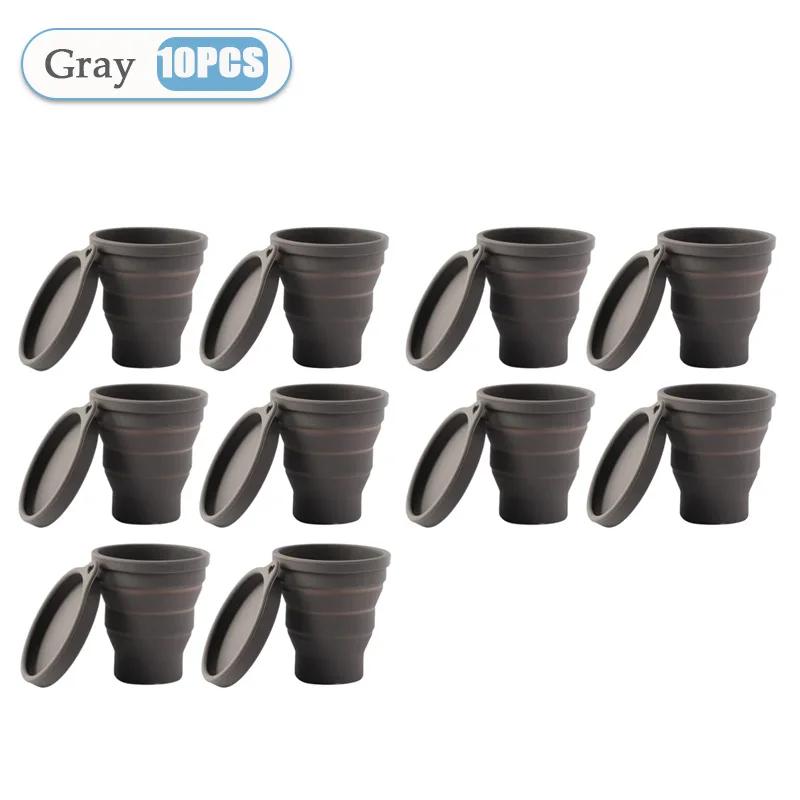 1-10PCS 180ML Silicone Collapsible Water Cup Outdoor Camping Travel Portable Foldable Lid Coffee Cup Sports Hiking Accessories