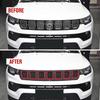 7PCS Car Carbon Fiber Grille Inserts ABS Front Grill Cover Frame Trims Kit For Jeep Compass MP 2017-2020 Exterior Accessories