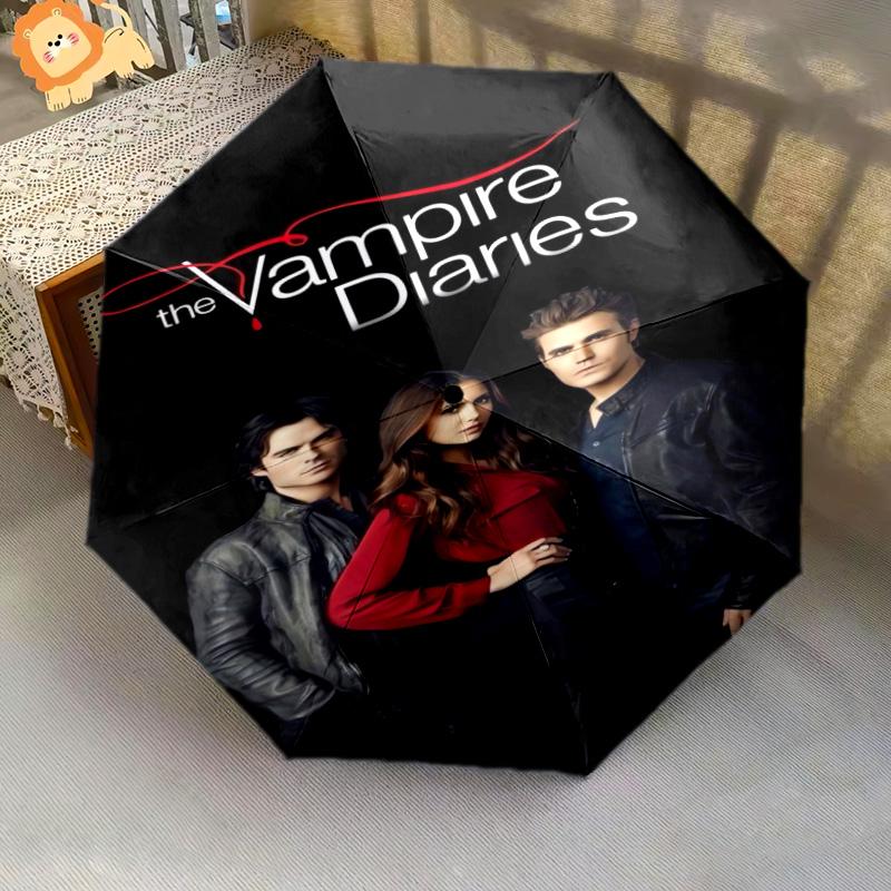 Blood Desire: Vampire Diaries Folding Umbrella Suitable for All Seasons 8 Paraphenoid Bones Umbrella Travel Umbrella