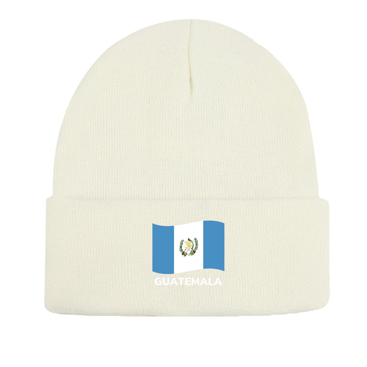 

Guatemala Flag Print Knitted Hat Beanie, Patriotic Skull Cap Lightweight Cancer Chemo Stylish Bobble Hat Knit Hat Beanie as the picture белый