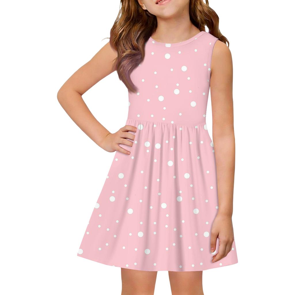 Vestido de princesa de verano para niñas - Vestido de corte A con chaleco y detalles de costura