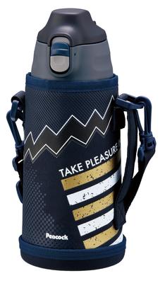 Peacock Water Bottle 2WAY Type Black Navy 800ml Direct Drinking Cup One Touch Mug Bottle Thermos AKB The-peacock Children's Thermal/Cold ASG-W82