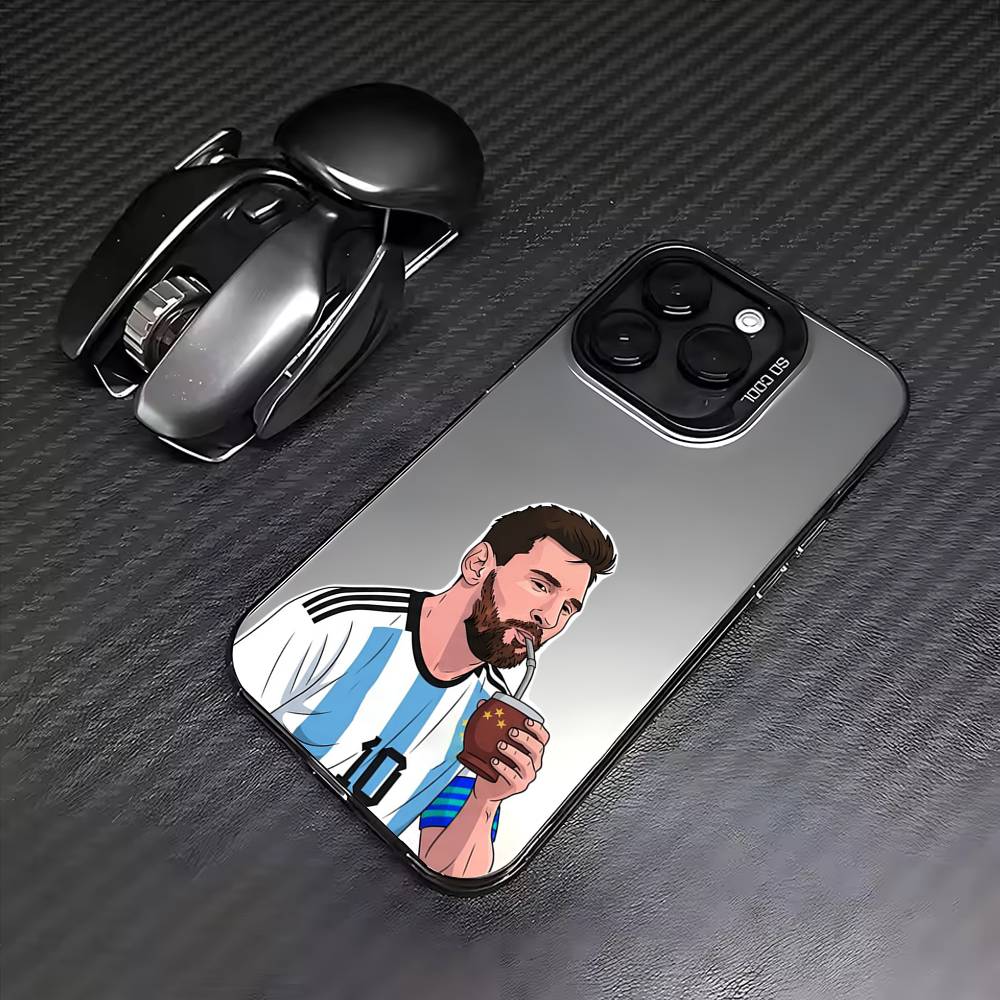 L-Leo M-Messi LIONEL Phone Case For iPhone 17, 16,15,14,13,12,11 Plus,Pro Max, Colorful Silver Funda Cover