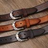 Men's Leather Belt Amekaji American Retro Manual Thickened First Layer Cowhide Stainless Steel Buckle Genuine Leather Belt Men's