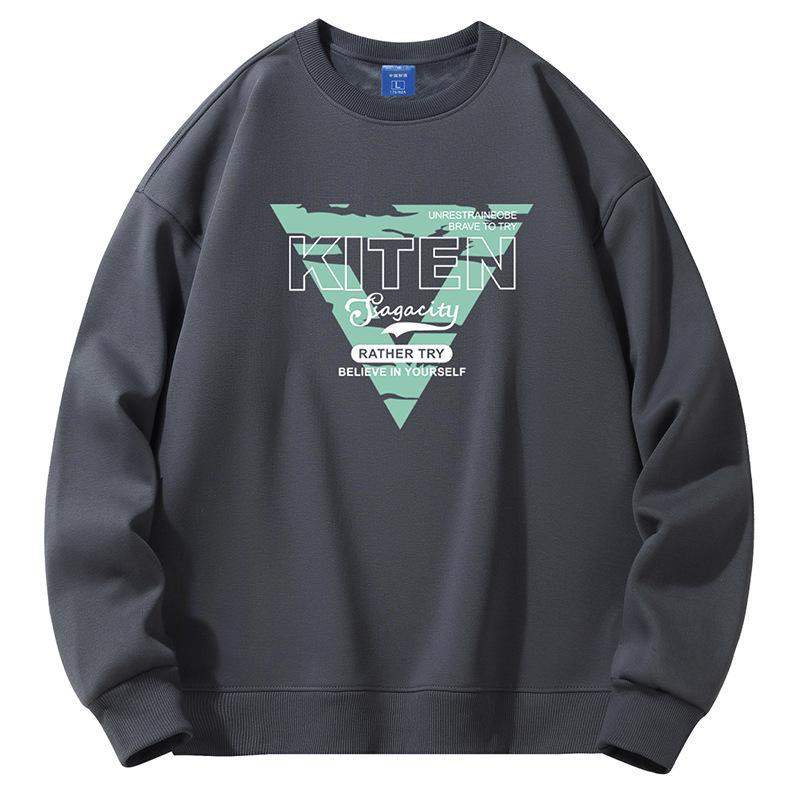 

Men s Plus Velvet Round Neck Sweatshirt - Thickened Long Sleeve Top for Autumn/Winter 5XL (190-210 jin)