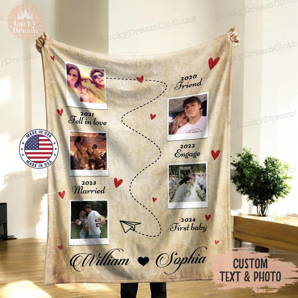 Blanket Customizable Love Story Timeline, Personalized Anniversary Gifts For Wife, Anniversary Gift, Your Custom Love Story, Couple Gift