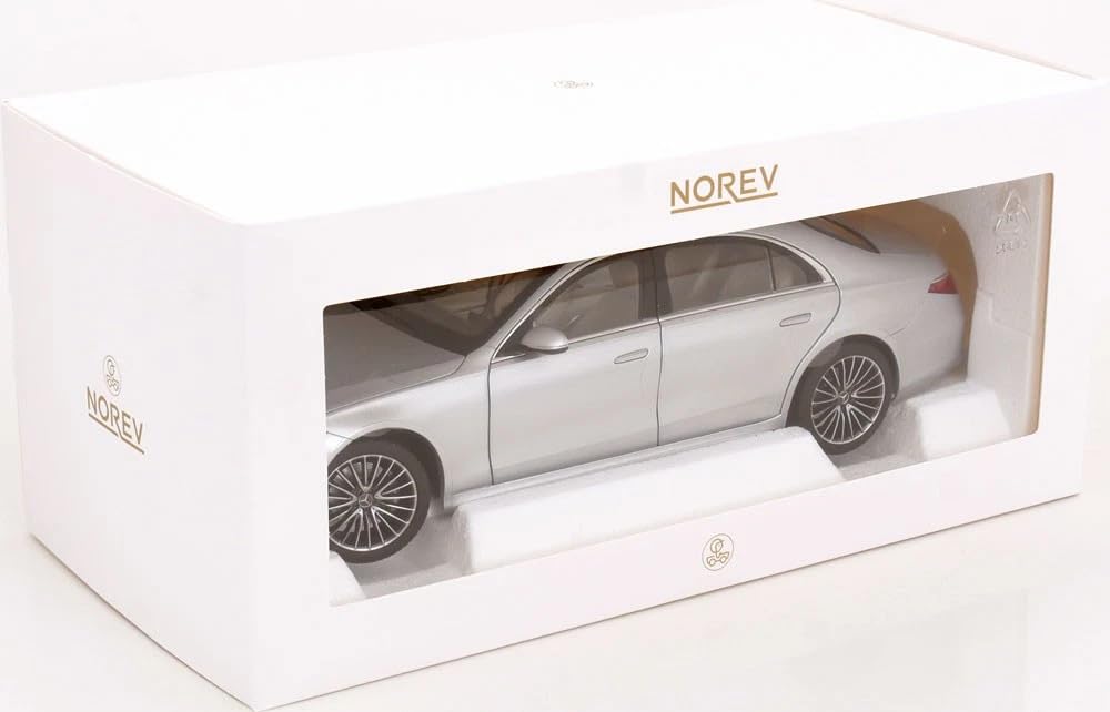 NOREV 1/18 Scale Mercedes-Benz S-Class AMG Line 2021 Silver NOREV Die-Cast Model with Fully Opening Doors