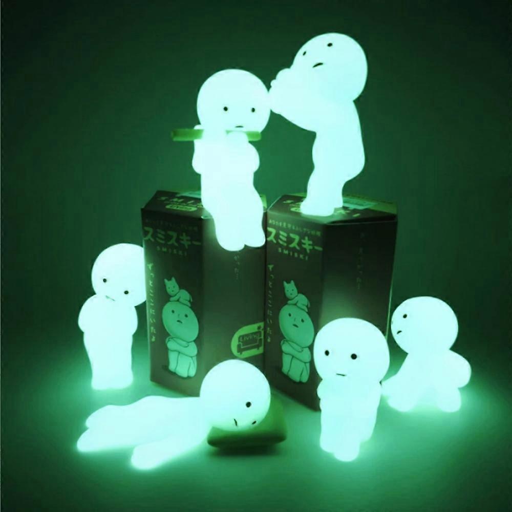 6 Piezas/Set Luz Nocturna Fantasma Fitness Elfo Figura Smiski Muñeca Anime