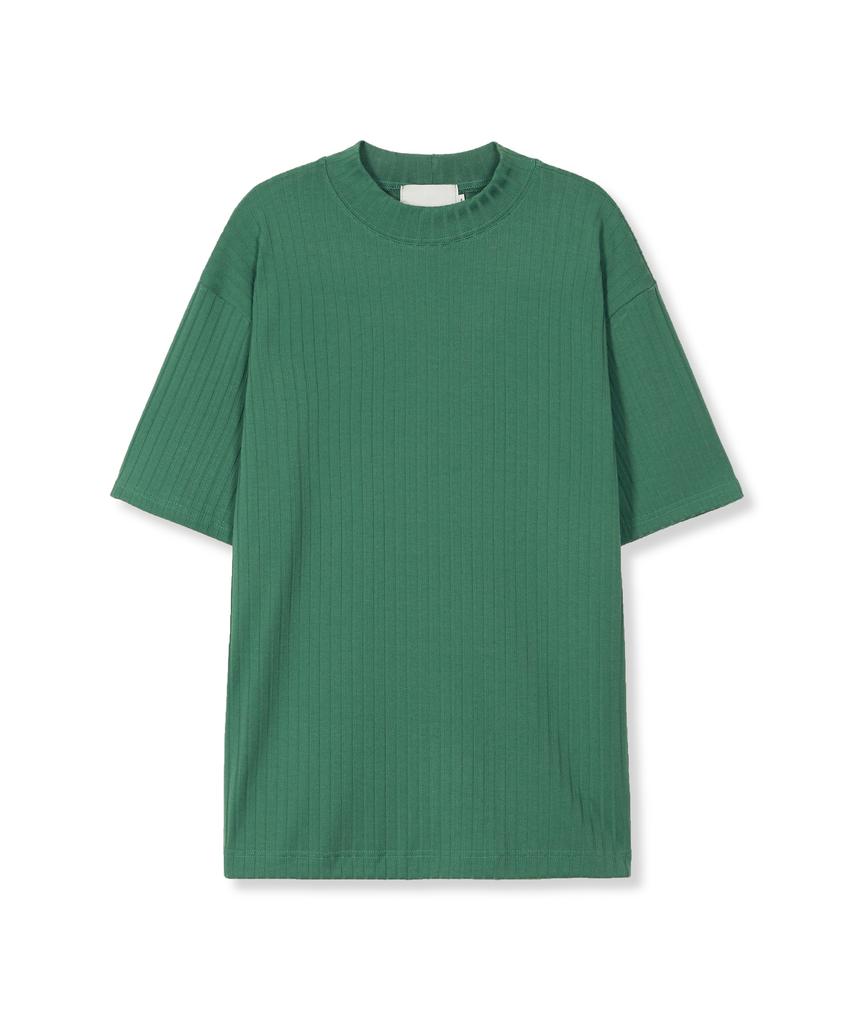 SSY 2-Way Rib Mock Neck Short Sleeve T-Shirt Green
