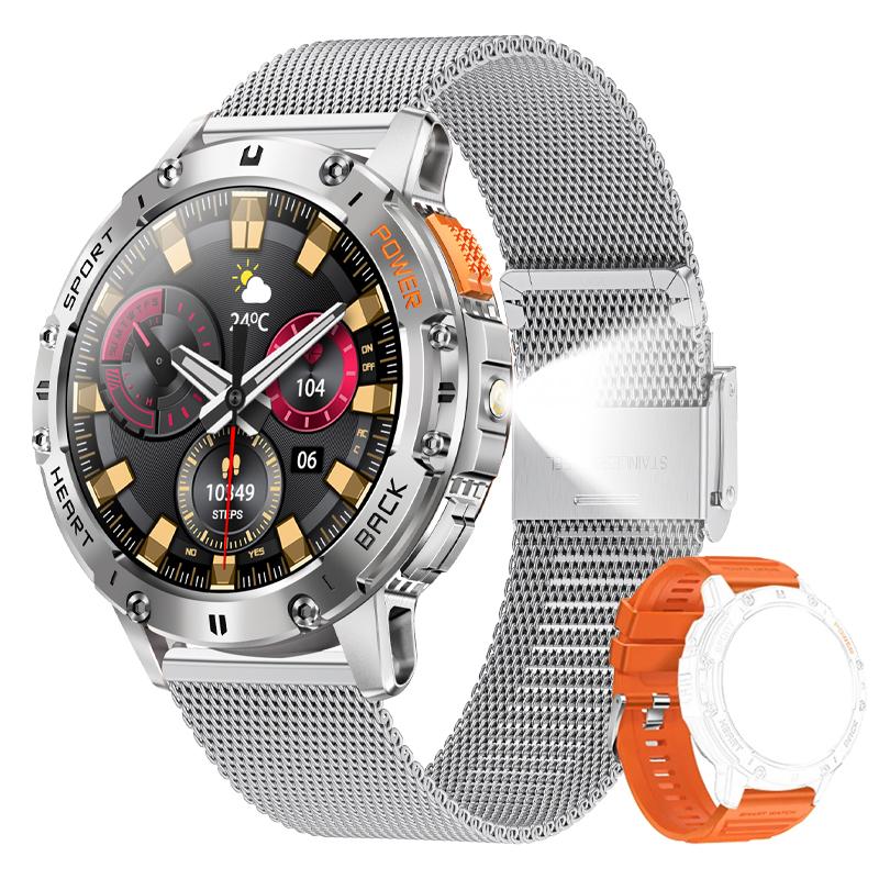 SACOSDING 1,43" AMOLED Obrazovka Bluetooth Hovor Svítilna 530mAh Venkovní Pánské Chytré Hodinky Sportovní Měření Srdečního Tepu Monitor Zdraví Pro Android IOS