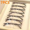 7PCS Vintage Square Reading Glasses for Women Anti-Blue Light Polycarbonate Lens One-Piece Square Frame
