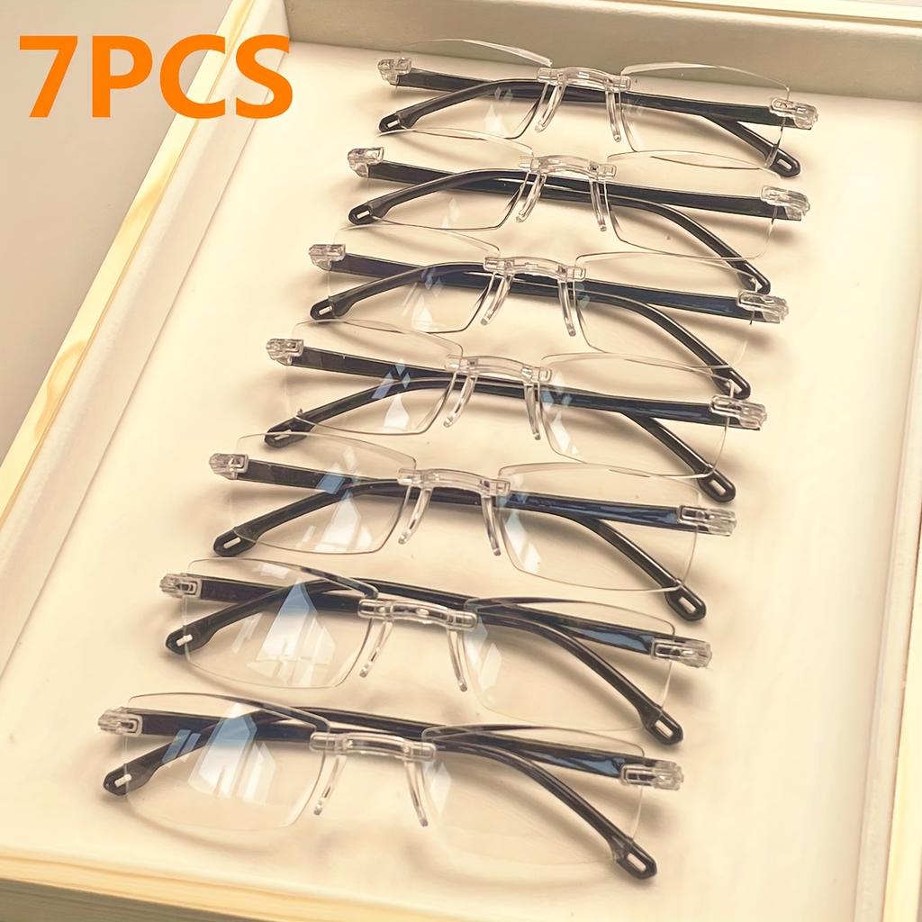 7PCS Vintage Square Reading Glasses for Women Anti-Blue Light Polycarbonate Lens One-Piece Square Frame