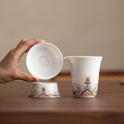 Suet Jade Porcelain High White Porcelain Seawater Jiangya Fair Cup High-grade Filter Tea Sea Spoon Teacup Tea Set