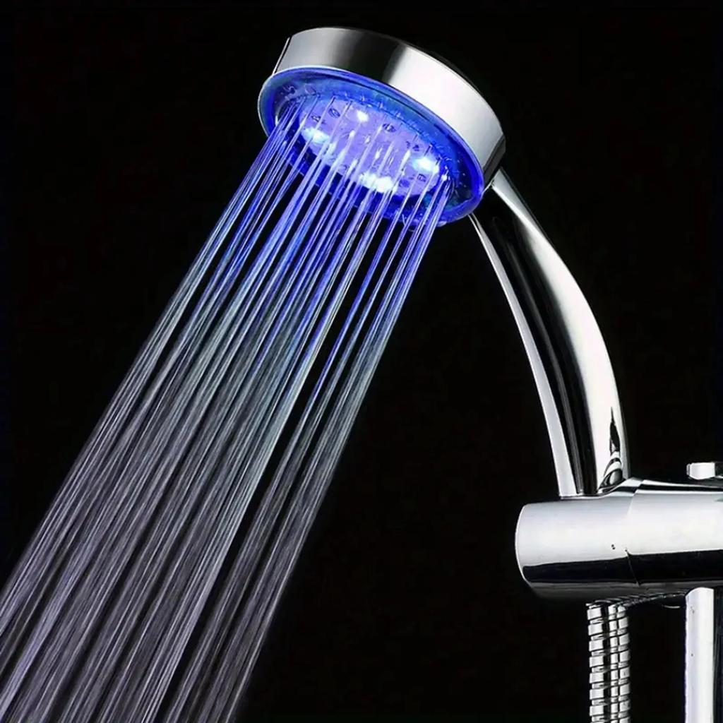 1pcRainfall Shower Head - Temperature Control, High-Pressure Water Saving, 7-Color Shower for Luxurious Bathroom SPA .