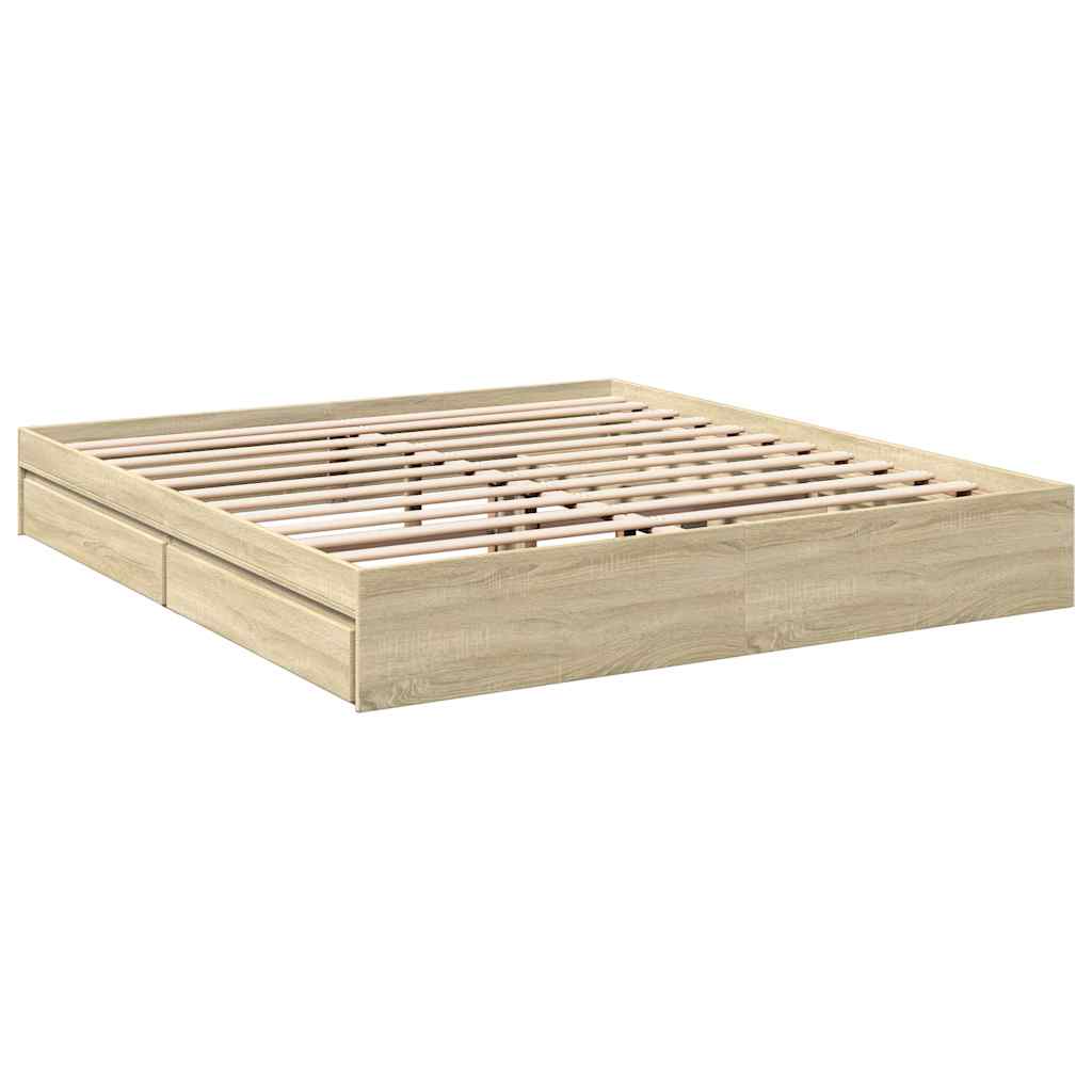 Bed Frame with Drawers Sonoma Oak 180x200 cm Particleboard