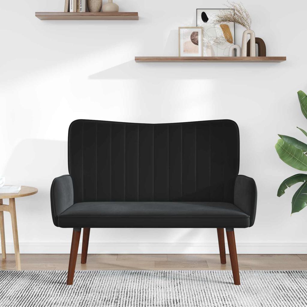 2 Seater Sofa in Black 115 x 61 x 87 cm Velvet (V)