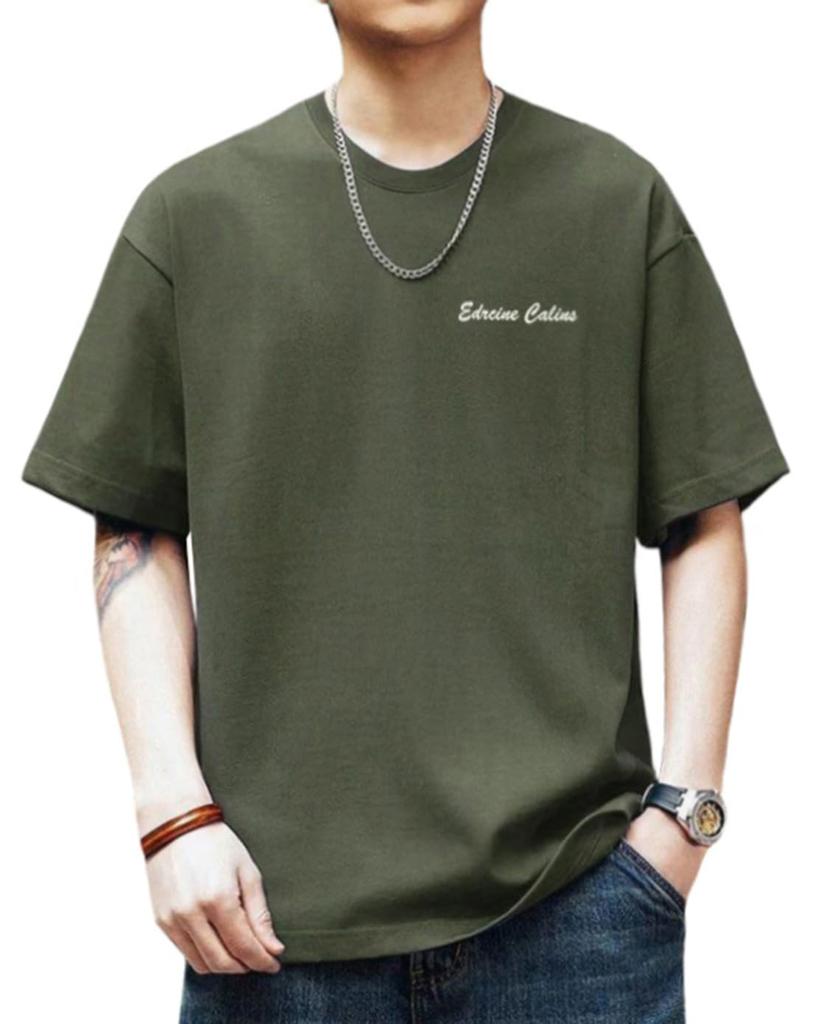 Summer Short Sleeve Cotton Simple Solid Loose Plus Sizes [ODFMCE] Men's T-Shirt, Color, Fit, Stylish, (JP, Alphabet, L, Beige)