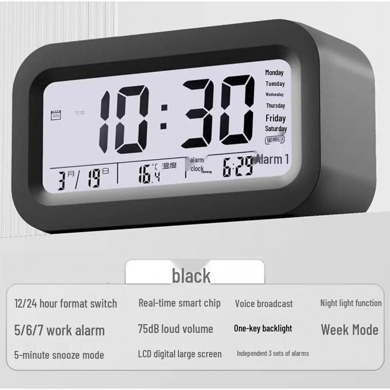 Luminous Charging Alarm Clock with Voice Announcer