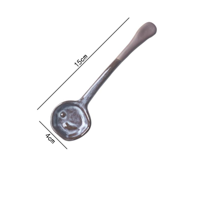 Long Handle Crooked Spoon Cute Exquisite Stoneware Retro Afternoon Tea Coffee Stirring Spoon High Value Handmade Spoon Spoon