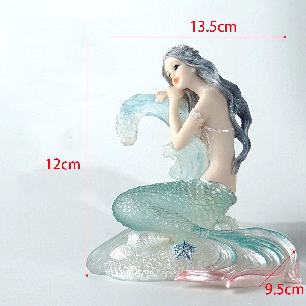 Nordic Resin Cute Mermaid Princess Figurines Fish Tank Ornaments Kawaii Decor Home Furnishing Decoration Crafts Birthday Gifts