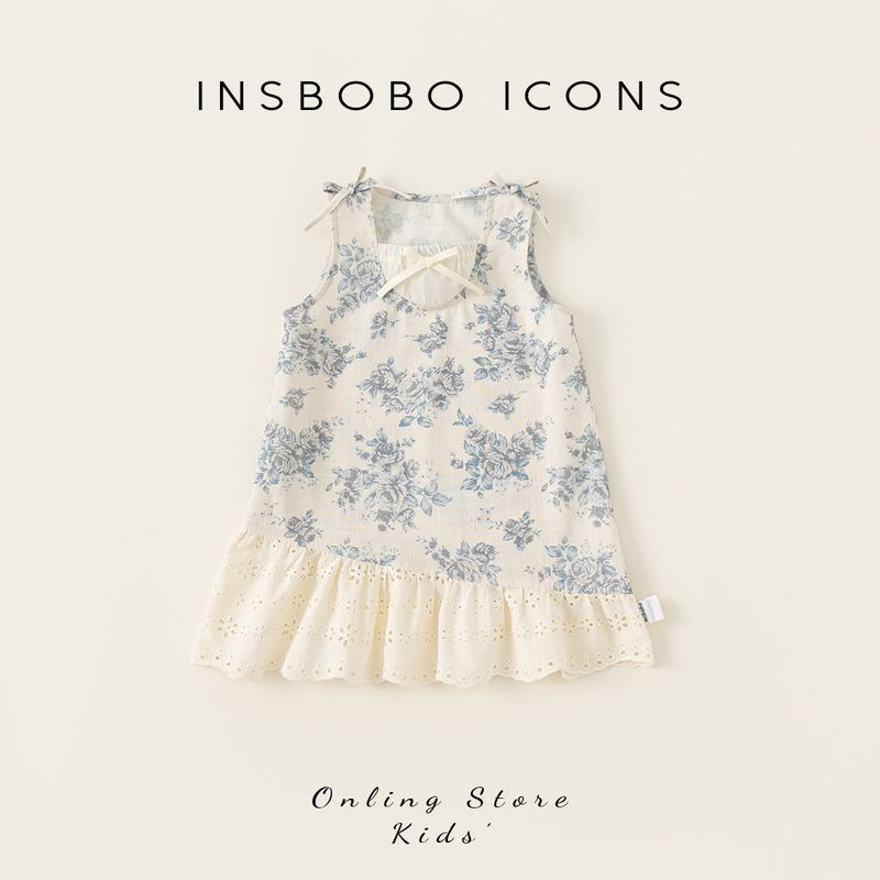 Insbobo Girl Summer Sleeveless Classy Dress Blue 80