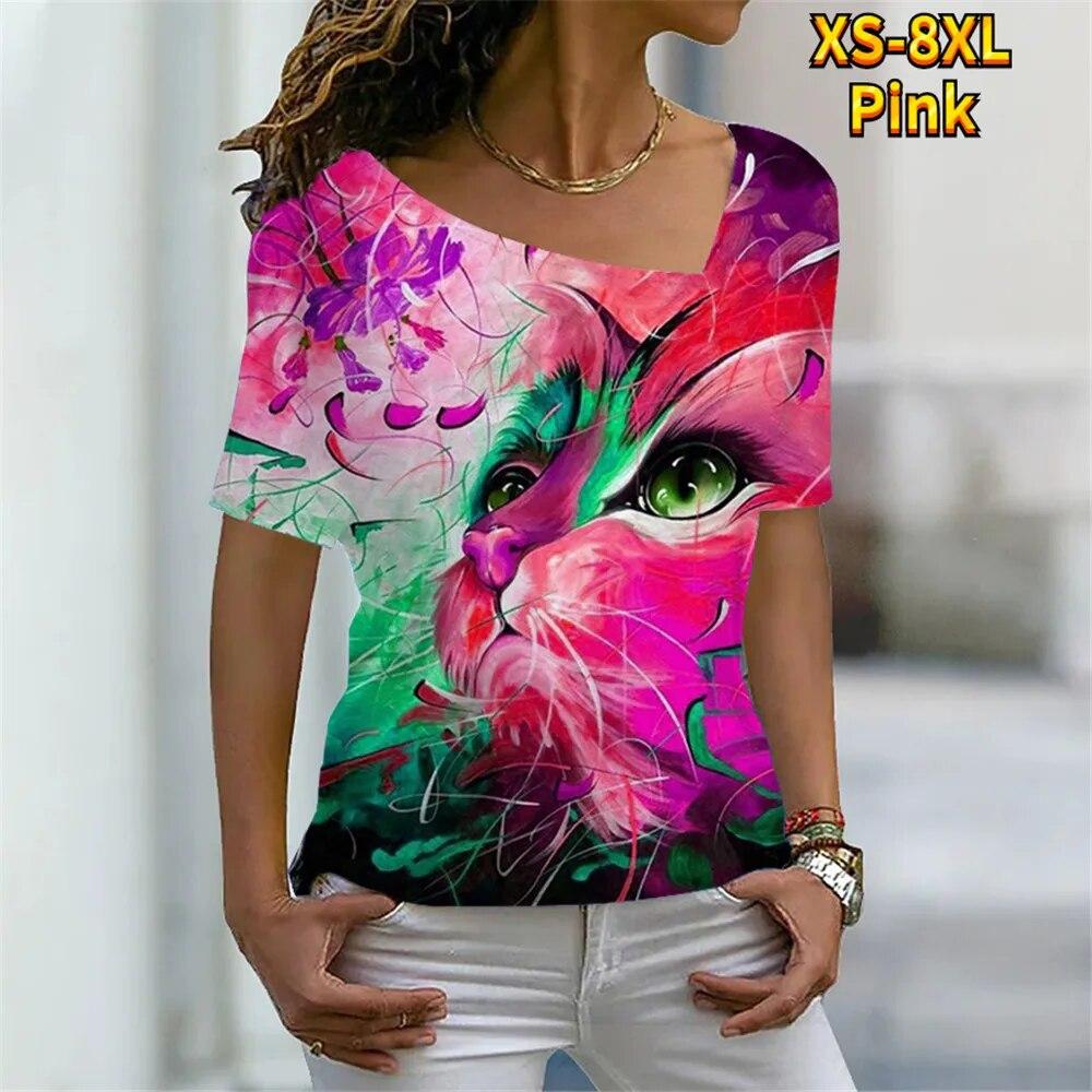 Женская футболка с цифровым 3D принтом «Милый кот» — фото 6