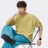 Mens Waffle Knit Long Sleeve T-Shirt Casual Sports Color Block Round Neck Top