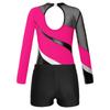 Kids Girls Long Sleeve Gymnastic Leotard with Shorts Athletic Dance Unitards Performance Competition Costume